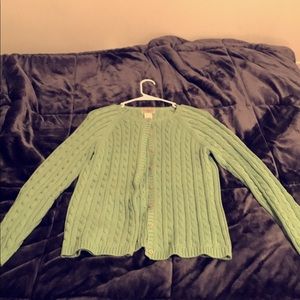 Green button up sweater